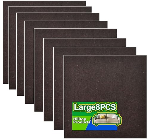 8 Pack - Brown Self Adhesive Square Furniture Felt Pad Surface Protector for Hardwood, Tile, Laminated Floor - Cut into Any Shape