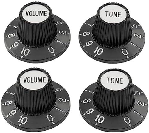 Grendly 4 Pieces Witch Hat Buttons, Top Hat Buttons, Tone and Volume Control Knobs Made of Plastic and Aluminum, Musical Instrument Accessories for Electric Guitar, , Amplifier and Effects Pedal