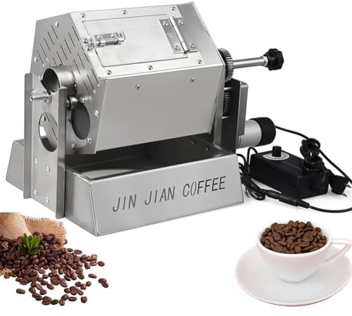 SONLED Tostador eléctrico de Granos de café, máquina tostadora de café Tipo Tambor de 3,4 L, Panadero de Granos de café a Gas con termómetro para Granos de café, nueces, Hornear Granos, sésamo