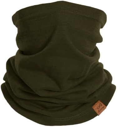 ACUSHLA 100% Merino Wool Neck Gaiter for Men & Women Ski Face Mask Winter Scarf Neck Warmer All Weather, Midweight Green