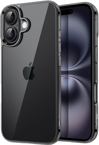 JETech Case for iPhone 16, Anti-Yellowing, Black | Shockproof Protection, Scratch Resistant Hard PC Back, Durable Transparent TPU Bumper
