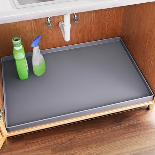 FLATO Tappetino impermeabile sotto lavello, 78,7 x 48,3 cm, rivestimento per mensole per cucina e bagno, protezione per armadietti, organizer e stoccaggio, vassoio antigoccia flessibile in silicone