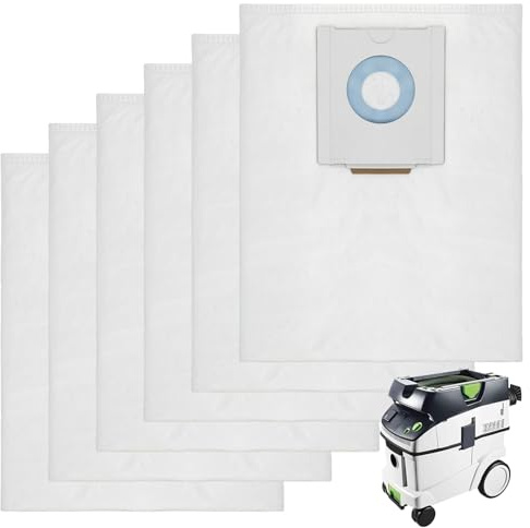6 Stück Staubsaugerbeutel für Festool CT 36/CTM 36 E/CTL 36E CLEANTEC Serie | Staubsauger für Festool 496186, Große Kapazität Filtersack, Reißfest, Dust Extractor Ersatzteile Zubehör SC FIS-CT 36/5