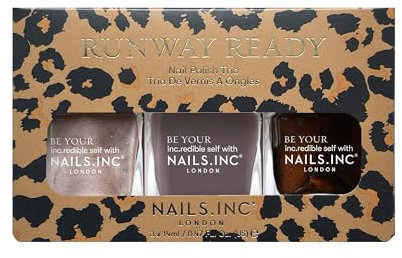 Nails.INC Runway Ready Nail Polish Trio, Trend Inspired Nail Shades, Swatched from the Catwalk, Longwear Rapid Dry Formulation, Cruelty Free, Vegan, 21 Free