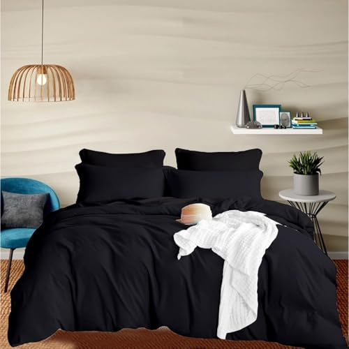 EGYLIN 800 TC ren egyptisk bomull påslakan super king size ultramjuk andningsbar 100 % bomull med långa stapelfibrer svart påslakan 259 cm x 224 cm, lyxiga sängkläder i satäng av hotellkvalitet