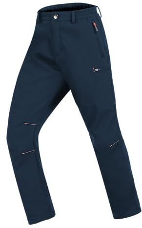 Zoofly Kinder Skihose Gefütterte Hose Softshellhose Atmungsaktiv Winddicht Winter Schneehose Jungen Thermohose Mädchen Warm Outdoorhose Wanderhose Navyblau 134-140