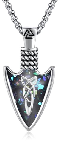 REDSUN viking Thors hammare halsband 925 sterlingsilver Tors/pilspets/ankare/hammare hänge keltiskt hänge amulett smycke för män son pojkar kvinnor män unisex, 28mm, Sterlingsilver, Abalone