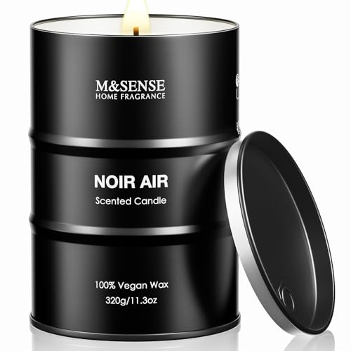 M&SENSE Noir Air Duftkerzen (320g, 70h) – Natürliche Sojawachs-Kerze für Männer – Aromatherapie gegen Stress – Geschenke für Papa