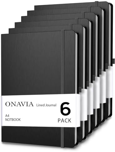 ONAVIA A4 Business Hardcover Liniertes Notizbuch 6er Pack, 80 Blatt