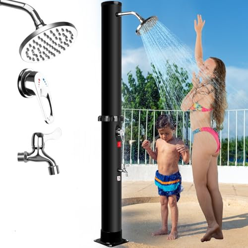 Inoamity 35 Litri Doccia Solare da Giardino con Soffione Regolabile a 360° e Rubinetto, Doccia Esterno Serbatoio in PVC/ABS, 60°C Temperatura Massima, Perfetto per Piscina, Campeggio, Spiaggia
