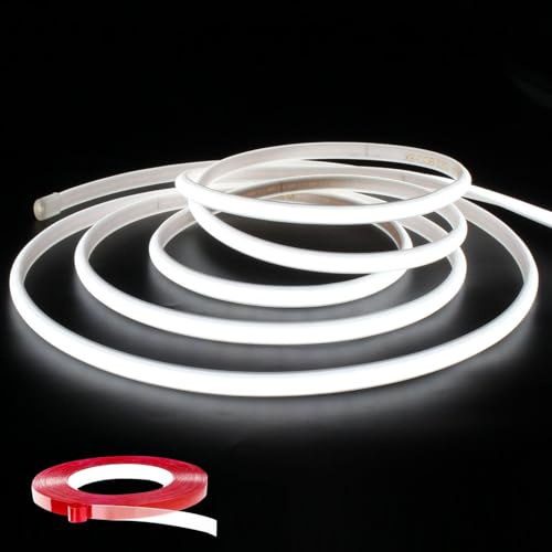 Q.Laomi Nastro LED COB 220 V, 1 m, strisce LED flessibili fai da te, striscia luminosa IP65, impermeabile, striscia LED 6000 K, 1 m, bianco freddo
