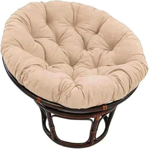 JORTUIO Rundes Polster für Papasansessel,Ersatzpolster Papasan,Bodenkissen Gepolstert Sitzkissen Krabbeldecke Hängesessel Für Korbsessel Outdoor Gartenmöbel Sitzauflage Auflage(Khaki,130x130cm)