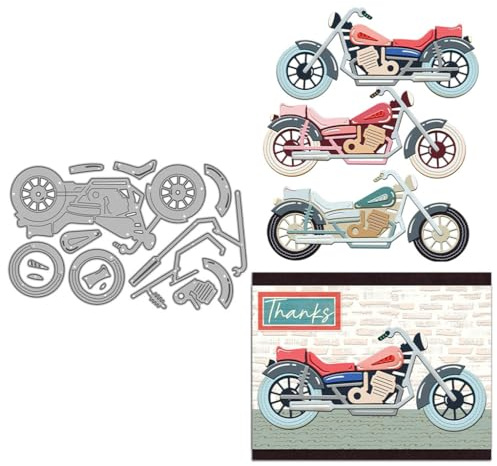 Sredwtk Motorrad Stanzschablonen Geburtstag Weihnachten Metall Prägeschablonen Stanzformen Schneiden für DIY Karte Sammelalbum Scrapbooking Fotoalbum Deko
