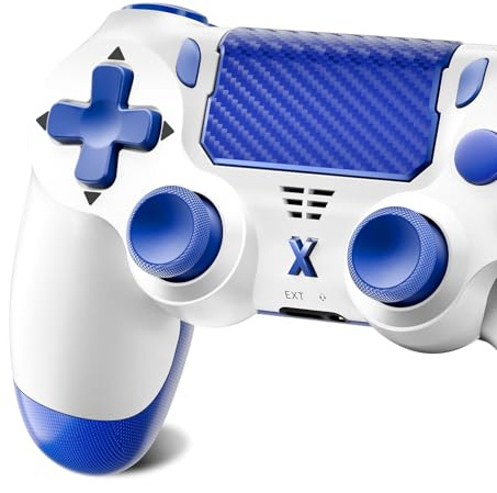 Quevati Wireless Controller für PS-4, Wireless Controller für Pro/Slim/PC, Bluetooth-Gamepad-Joystick mit Dual-Vibration, Touchpanel, 3,5-mm-Audiobuchse, sechs Achsen, verbesserte Ergonomie (blau)