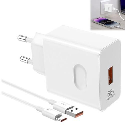 BOULESENM Cargador Rápido de 66 W, Cargador para Teléfonos Móviles, con 6 A, Cable USB C 1 m für 70 Lite 200 Lite Pad9 X8a MatePad Tablet
