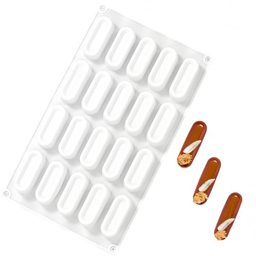ZAHD Molde de Silicona de Pastel de Tiras Largas molde de silicona francesa para tarta molde ovalado a rayas Moldes de Silicona Rectangulares ilicona de grado alimenticio (Blanco)