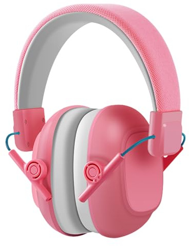 Cuffie antirumore per bambini per autismo, riduzione del rumore, SNR 26 dB, fascia regolabile per bambini di età compresa tra 3 e 16 anni, per imparare a dormire, concerti, tiro, ecc, rosa, SNR 26