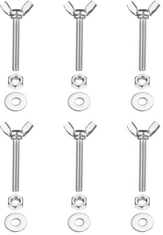 PATIKIL M6-1 x 40 mm Wing Butterfly Screw, 6 Pcs 304 Stainless Steel Wing Nuts and Bolts Machine Fastener Thumb Hand Screws for Electronic Equipment DIY Tools, Silver