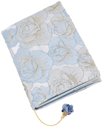 craspire Blumen Buchschutz Blauer Bucheinband Aus Stoff Mit Anhänger Waschbare Buchhülle Weicher Tagebucheinband Für A5 Taschenbücher Hardcover Bücher Klassenzimmer Schüler Lehrer Buchliebhaber