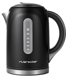 riviera&bar Bouilloire électrique 1.5L MILA - Température Réglable 50,100°C, Écran LCD, Maintien au Chaud, Sécurité Anti-Surchauffe, Design Élégant - 2200W - Noir