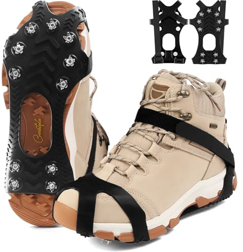 Ceestyle Steigeisen für Bergschuhe mit 11 Zähne Verdickte Schuhkrallen aus Edelstahl Anti-Rutsch Schuhspikes für Wandern Trail Running Trekking Winter Outdoor