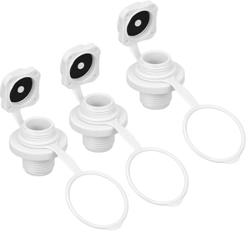 Kisangel Lot de 3 Valves à Vis Spirale Blanches 22 MM pour Kayaks Matelas Pneumatiques et Bateaux Gonflables – Bouchons D’Air Anti-Fuite Unidirectionnels pour Gonflage et Dégonflage