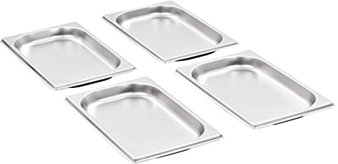 Generico Contenitori Gastronorm 12 pz GN 1/4 20 mm in Acciaio Inox,Argento,2.95kg,50899