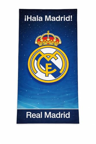 Real Madrid Toalla Playa Oficial 70x140 cm – 100% Microfibra, Secado Rápido, Ligera y Compacta – Toalla Piscina, Viaje y Deporte – Diseño Original Club Fútbol (HALA Madrid)