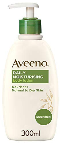 Aveeno Daily Moisturising Body Lotion, With Soothing Oats & Rich Emollients, Suitable For Sensitive Skin, Nourishes and Protects Normal to Dry Skin, Fragrance Free, 300ml