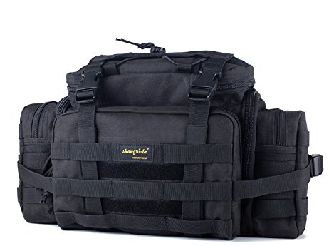 Shangri-La Tactical Waist Pack Tasche Camping Wandern Trekking Waistpacks Kamera Tasche MOLLE Assault Pack EDC Pack Rucksack Rucksack mit Outdoor Sporting Tasche Schultergurt, Black (Large)