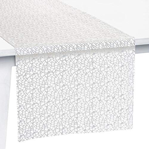 Pichler Tischset Tischband Tischläufer Mitteldecke Network, weiß, Größe:Tischband 30 x 260 cm