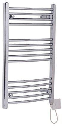 Warmehaus 150W Electric Heated Towel Rail Radiator Warmer - 800 x 500mm Bathroom Ladder Radiator Chrome Curved Towel Warmer
