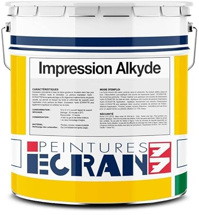 Peinture impression professionnelle, opacifiante, sans odeur, fixante et régulatrice d'absorption, Impression Alkyde ECRAN 77 15 litres