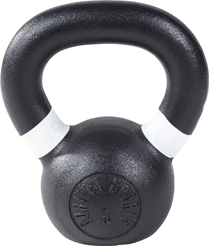 GORILLA SPORTS® Kettlebell - 4kg, 8kg, 12kg, 16kg, 20kg, 24kg, 28kg, 32kg vikter, gjutjärn, svart med färgmarkeringar - kettlebell, bollvikt, swing hantel, styrketräningsvikter