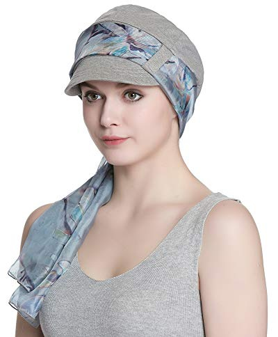 Alnorm Baumwoll-Set aus Mütze und Schal, atmungsaktiv, Chemo-Kopfbedeckung für Damen