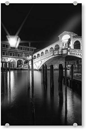 artboxONE Acrylglasbild 30x20 cm Städte VENEDIG Rialtobrücke bei Nacht - Bild altstadt Architektur attraktion