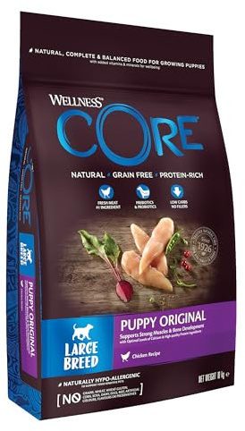Wellness CORE Puppy 10 kg, Huhn – Hundefutter Trocken | für große Welpen, getreidefrei, natürlich, hypoallergen, proteinreich, hoher Fleischanteil, für die Entwicklung Gehirn&Augen