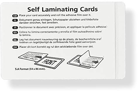 Kaltlaminiertaschen Selbstklebend, 50er-Set, je 54 x 86 mm, Transparent
