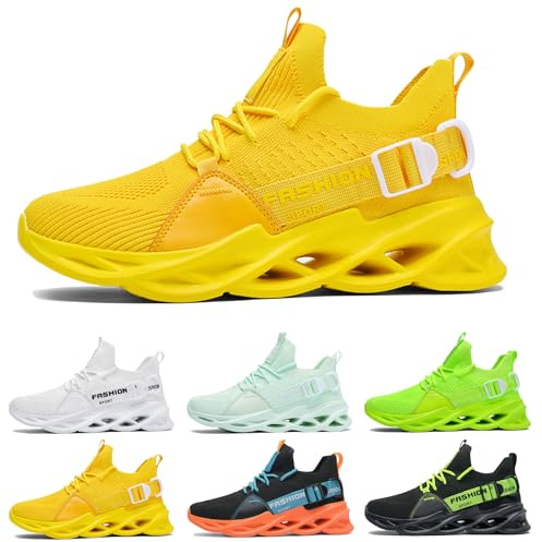 Sportive Scarpe Uomo Donna Scarpe Leggere Running Ginnastica Camminata Comode Casual Jogging Tennis Outdoor Fitness Sneaker G133 Yellow 46