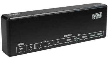 STAGE ACCESS Edge-Netzteil für Pedalboard und Effektpedale für Gitarre und Bass, 9 V, 12 V und 18 V, schwarzes Gehäuse aus Aluminium