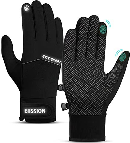 Handschuhe Herren Damen Winter Fahrrad Winterhandschuhe Touchscreen Fahrradhandschuhe Warm Skihandschuhe rutschfest Wasserdicht Radhandschuhe Winddichte Laufhandschuhe für Sport Arbeit Wandern L