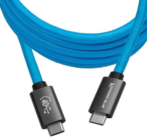 KONDOR BLUE | 6' USB 4.0 Type C Cable Blazing 40Gb/s Speeds 5A 100W | Charging & Data Transfer USB-C Cable | Thunderbolt 4 Compatible | Blue