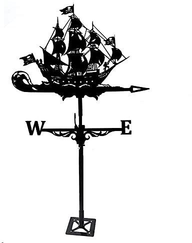 Girouette Girouette pour Toit-Acier Inoxydable Voilier Bateau Pirate Indicateurs de Direction du Vent Creative Girouette pour Ferme Cour Décor À La Maison Cadeau