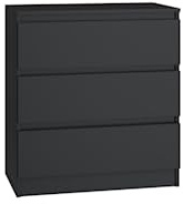 VBChome Kommode mit 3 Schubladen 70 x 40 x 77 cm Schwarz Grifflose Schubladenkommode Mehrzweckschrank für Flur Schlafzimmer Wohnzimmer Kinderzimmer Modern Schwarz