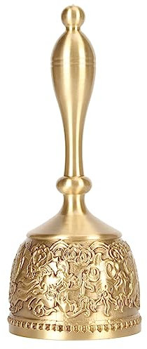 Campanello Multifunzionale in Ottone, Diametro 1,96 Pollici, Altezza 4,92 Pollici, Perfetto Per Matrimoni, Giochi, Scuole, Banchi Reception, Cerimonie Religiose Ed Eventi, Fatto a Mano in India