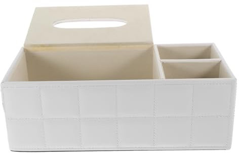 PRETYZOOM Tissue Box Holder Aus Pu- Tissue Box Cover Stifthalter Scherenhalter Fernbedienungs-Organizer Für Schreibtisch Gestepptes Design