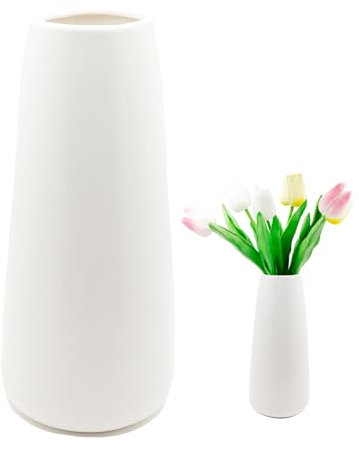 Keramik Vase Weiß, Blumenvase Keramik Vasen für Blumen, Vase für Pampasgras, Modern Kleine Keramikvase für Home Wohnzimmer Esstisch Büro Dekor