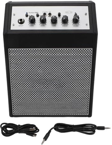 Miokycl E-Gitarrenverstärker, 15 W, 1/4 Zoll AUX-Eingang, Wiederaufladbarer Mini-Gitarrenverstärker mit Kopfhöreranschluss