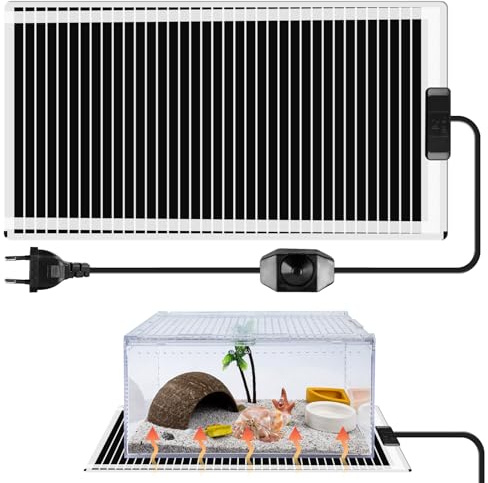 Värmematta, terrarium, 45 W, värmematta med terrarium, 28 x 80 cm, reptil-värmemattor, värmekudde för glasbehållare, justerbar värmematta, terrarium, värmekudde för reptiler, sköldpaddor, ormar, ödla