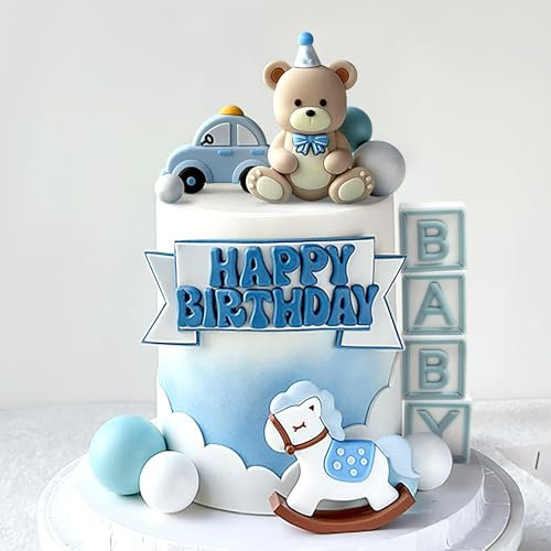 Blue Bear Cake Decorations Baby Bear Cake Topper Horse Cake Topper Bears Cake Decoration Baby Shower Birthday Cake Decoration